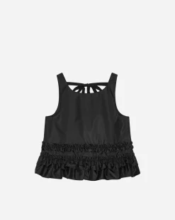 Duchesse Nylon Open Back Frill Top