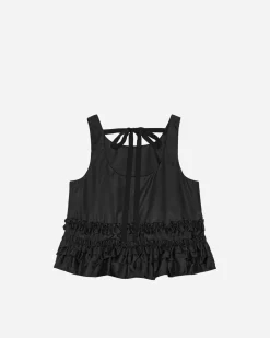 Duchesse Nylon Open Back Frill Top