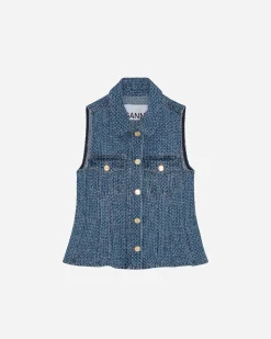 Fluffy Denim Fitted Top