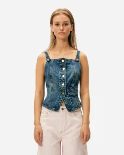 Kraftigt vasket denimtop