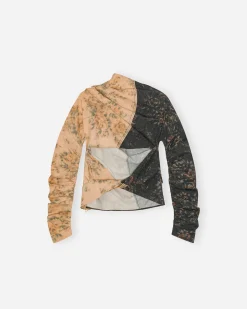Printed Stretch Cotton Ruched Top