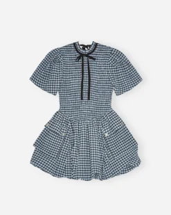 Seersucker Check Mini Smock Dress